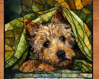 Cairn Terrier Under the Blanket Ceramic Tile thumbnail 1