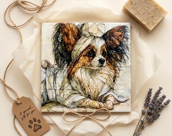 Papillon Spa Dog Ceramic Tile thumbnail 2