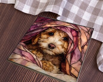 Cavapoo Under the Blanket Ceramic Tile thumbnail 4