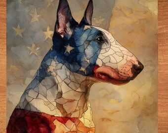 Bull Terrier USA Flag Patriotic Dog Ceramic Tile thumbnail 1