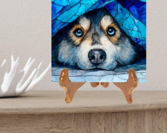 Pomsky Under the Blanket Ceramic Tile thumbnail 2