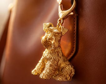 Miniature Schnauzer Gold Dog Sculpture Bag Charm thumbnail 1