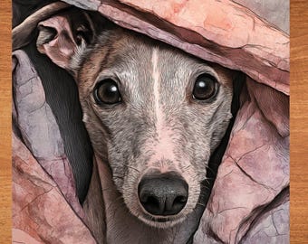 Italian Greyhound Under the Blanket Ceramic Tile thumbnail 1