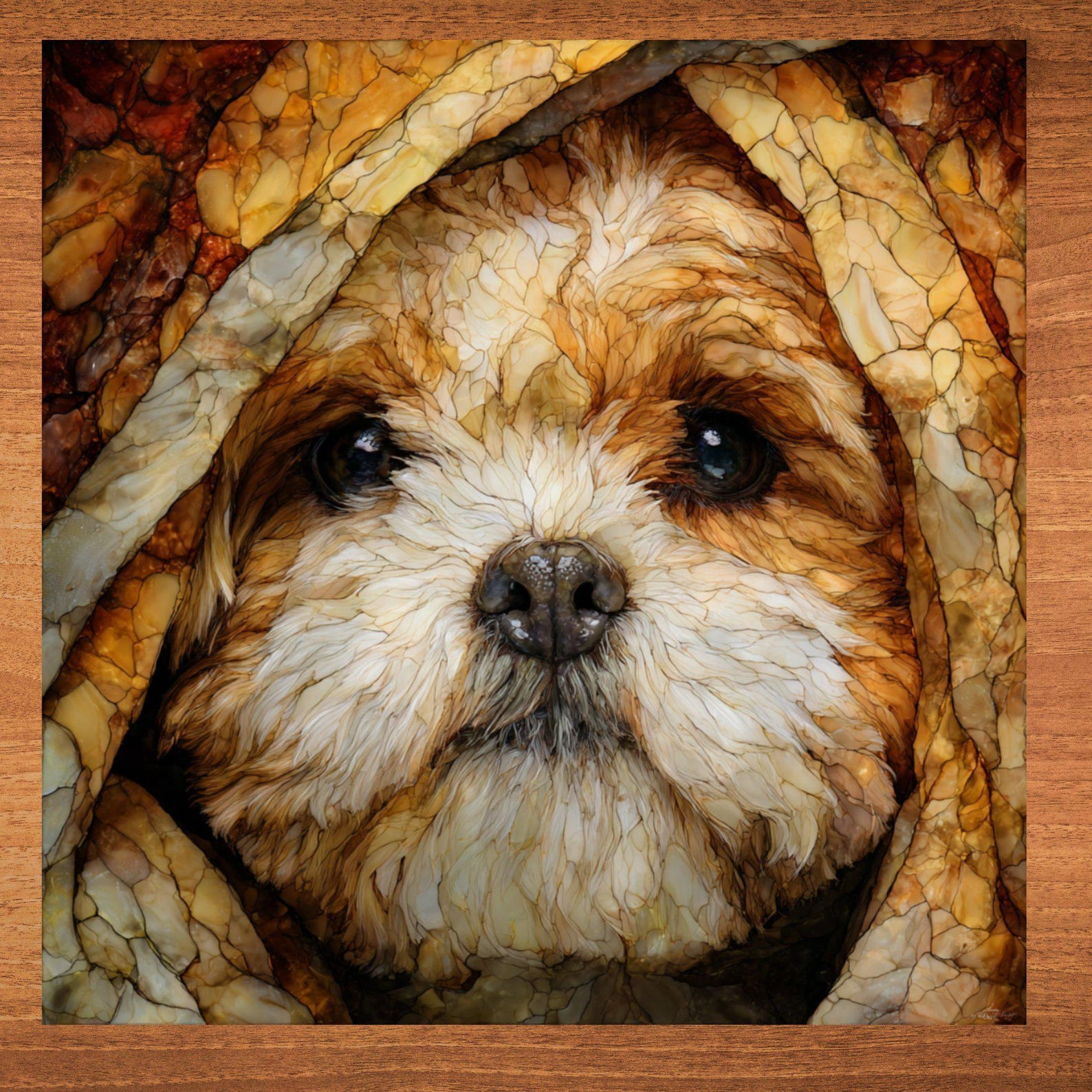 Lhasa Apso Under the Blanket Ceramic Tile