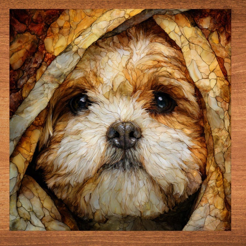 Lhasa Apso Under the Blanket Ceramic Tile