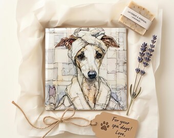 Whippet Spa Dog Ceramic Tile thumbnail 2