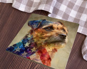 Border Terrier USA Flag Patriotic Dog Ceramic Tile thumbnail 3