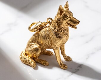 Belgian Malinois Gold Dog Sculpture Bag Charm thumbnail 2