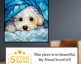 Bichon Frise Under the Blanket Ceramic Tile thumbnail 3