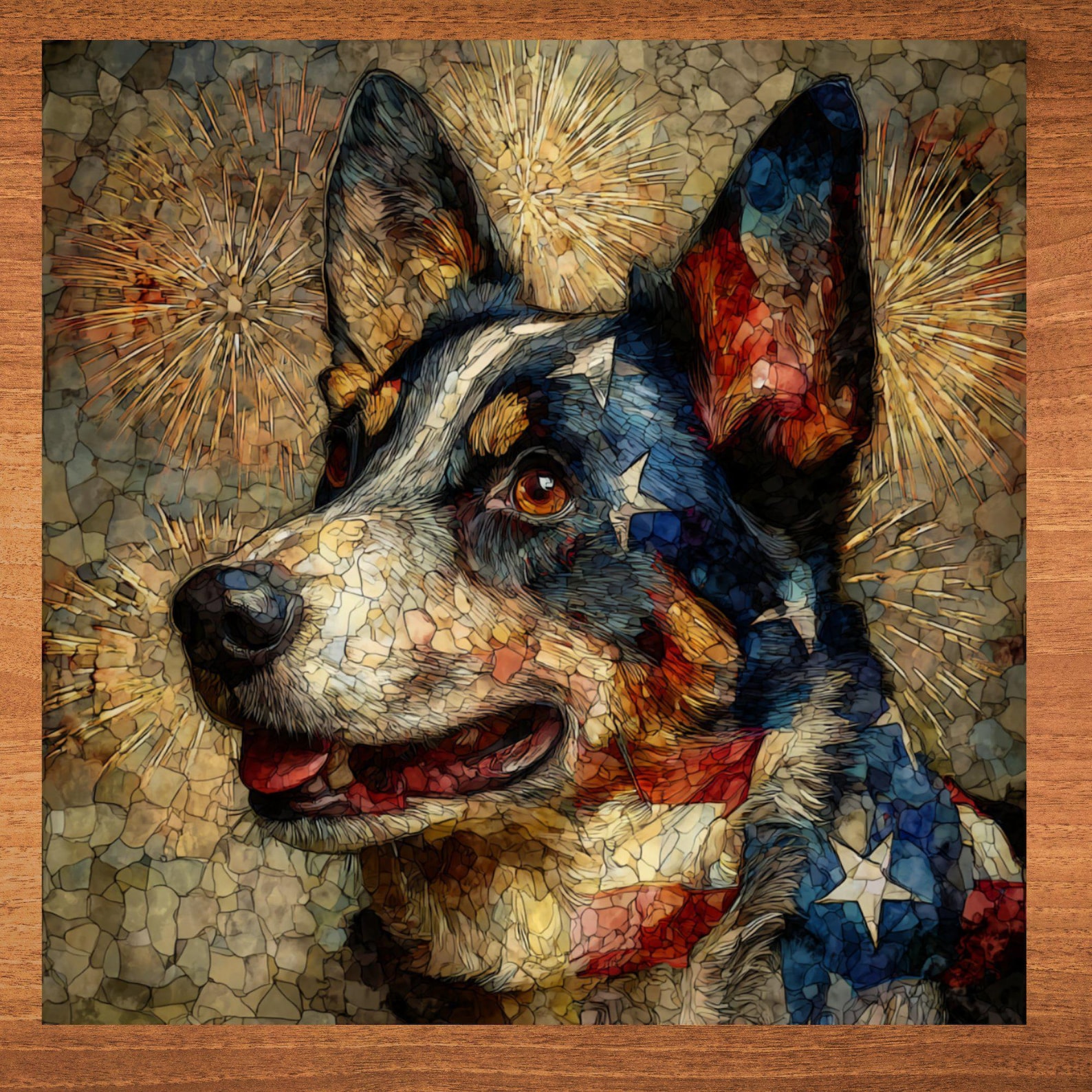 Dorgi USA Flag Patriotic Dog Ceramic Tile