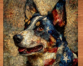 Dorgi USA Flag Patriotic Dog Ceramic Tile thumbnail 1
