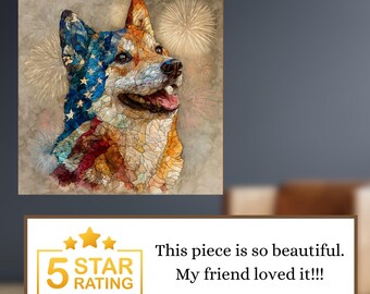 Shiba Inu USA Flag Patriotic Dog Ceramic Tile thumbnail 4