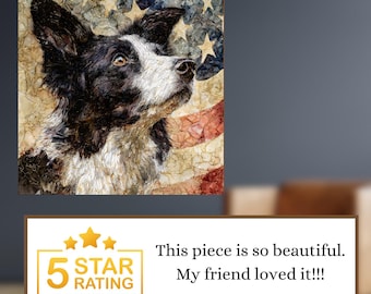 Border Collie USA Flag Patriotic Dog Ceramic Tile thumbnail 4