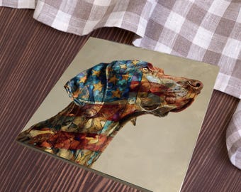 Weimaraner USA Flag Patriotic Dog Ceramic Tile thumbnail 3