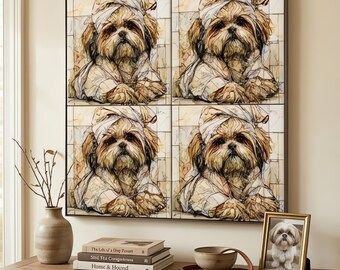 Lhasa Apso Spa Dog Ceramic Tile thumbnail 4
