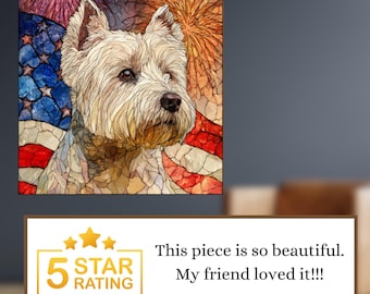 West Highland White Terrier USA Flag Patriotic Dog Ceramic Tile thumbnail 4