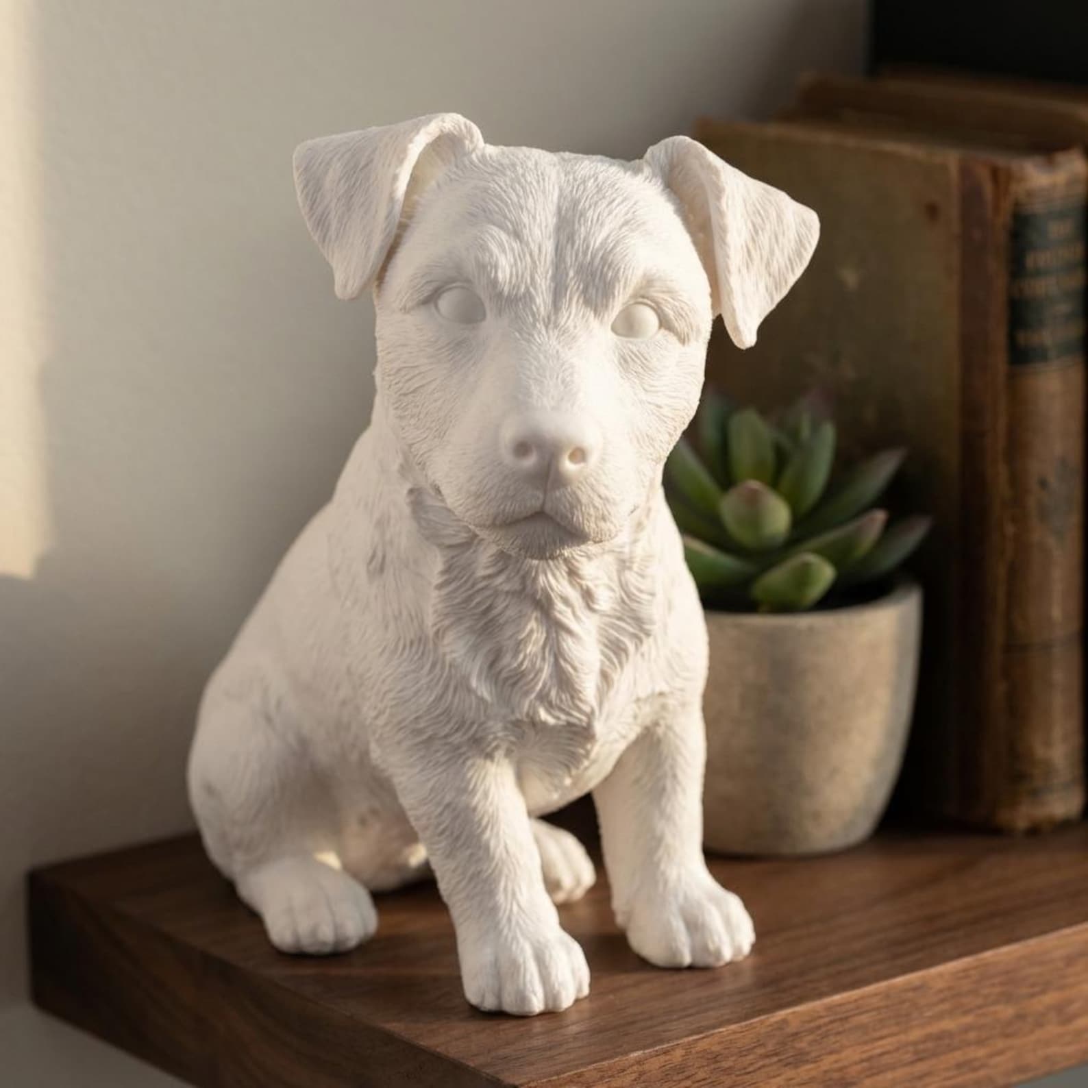 Jack Russell Terrier Realistic Seated Dog Statue