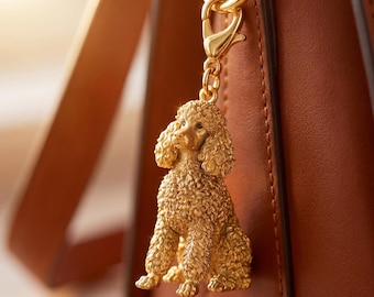 Standard Poodle Gold Dog Sculpture Bag Charm thumbnail 1