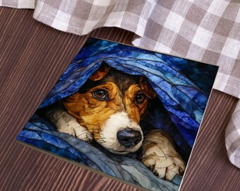 Dorgi Under the Blanket Ceramic Tile thumbnail 4