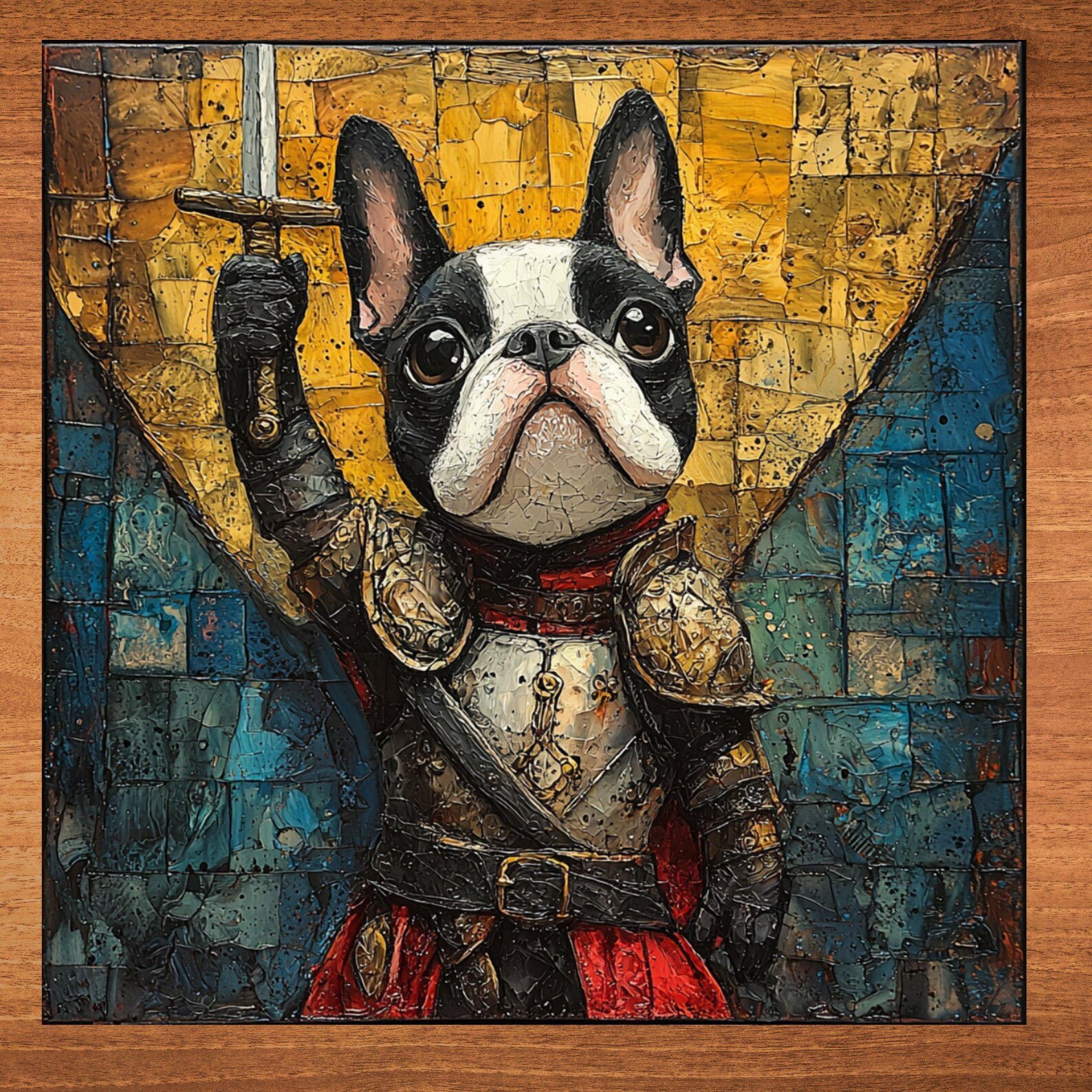 Boston Terrier Medieval Knight Dog Ceramic Tile