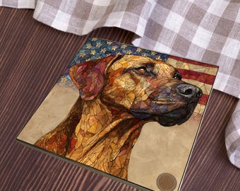 Rhodesian Ridgeback USA Flag Patriotic Dog Ceramic Tile thumbnail 3