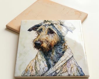 Irish Wolfhound Spa Dog Ceramic Tile thumbnail 3