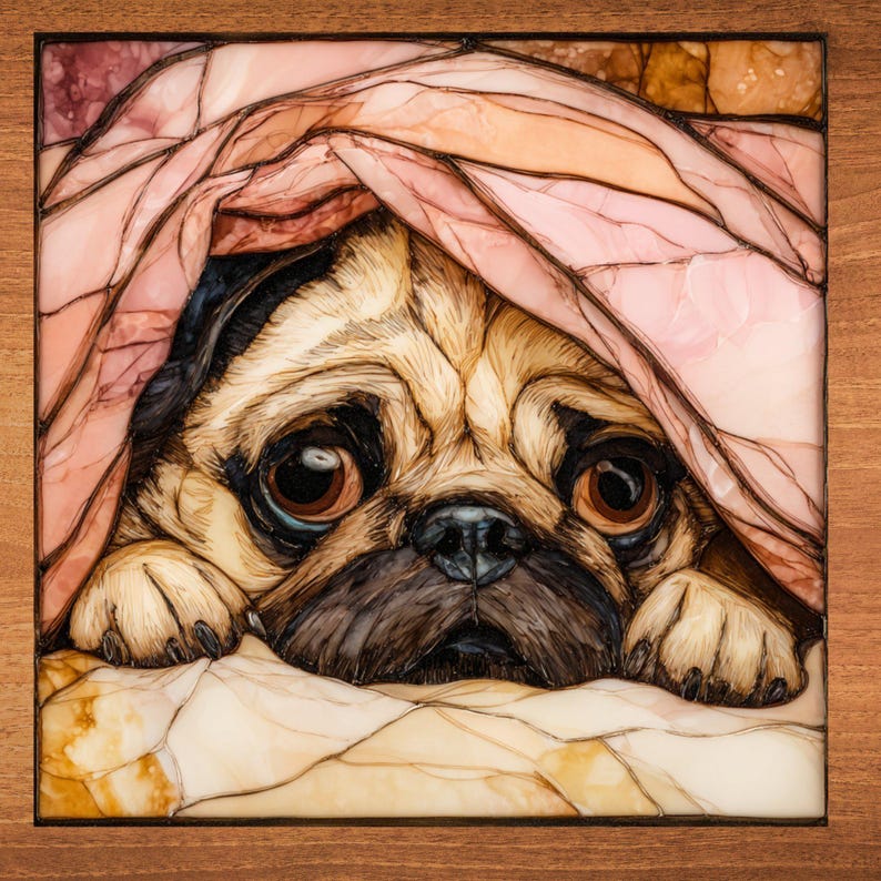 Pug Under the Blanket Ceramic Tile