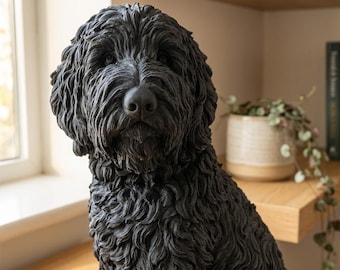 Sheepadoodle Realistic Seated Dog Statue thumbnail 1
