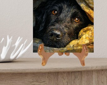 Flat Coated Retriever Under the Blanket Ceramic Tile thumbnail 2