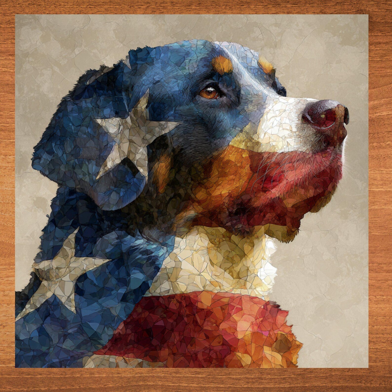 Greater Swiss Mountain Dog USA Flag Patriotic Dog Ceramic Tile
