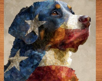 Greater Swiss Mountain Dog USA Flag Patriotic Dog Ceramic Tile thumbnail 1