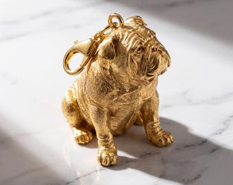 English Bulldog Gold Dog Sculpture Bag Charm thumbnail 2