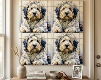 Old English Sheepdog Spa Dog Ceramic Tile thumbnail 4