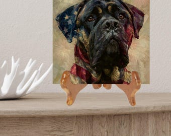Bullmastiff USA Flag Patriotic Dog Ceramic Tile thumbnail 2