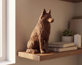 Siberian Husky Realistic Seated Dog Statue thumbnail 4