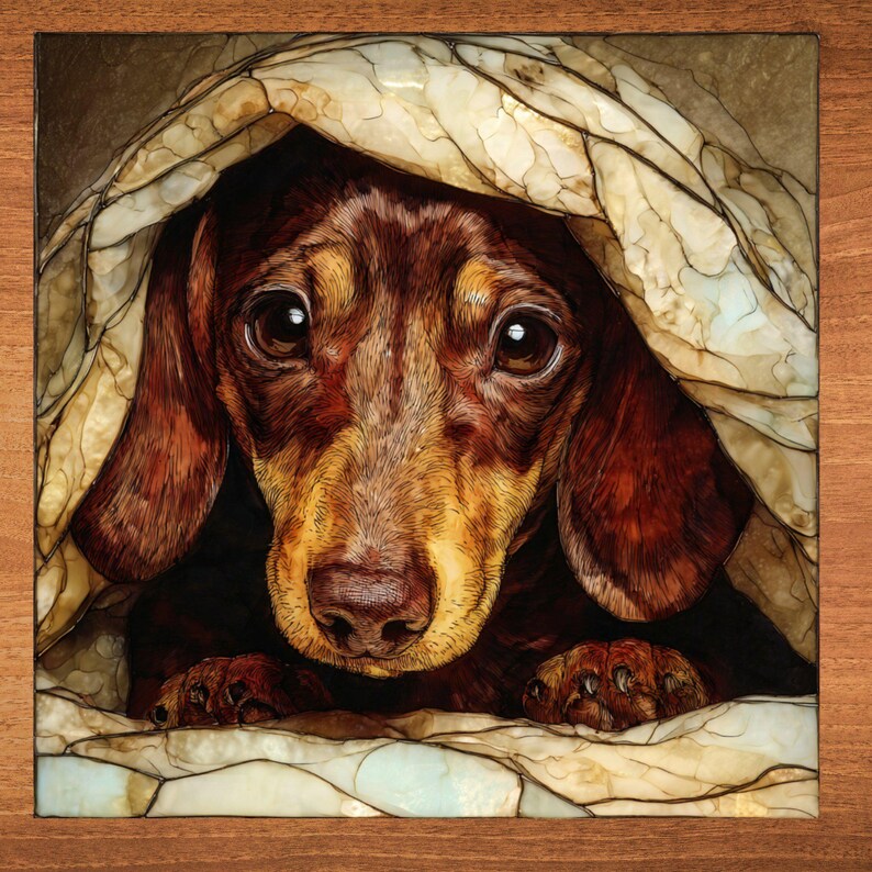 Dachshund Under the Blanket Ceramic Tile