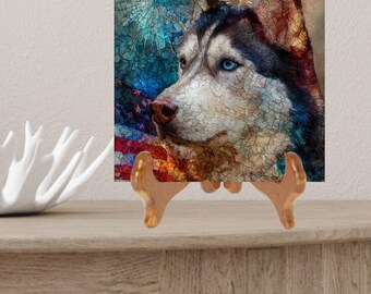 Alaskan Malamute USA Flag Patriotic Dog Ceramic Tile thumbnail 2