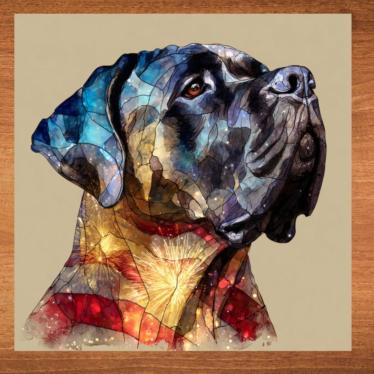 English Mastiff USA Flag Patriotic Dog Ceramic Tile