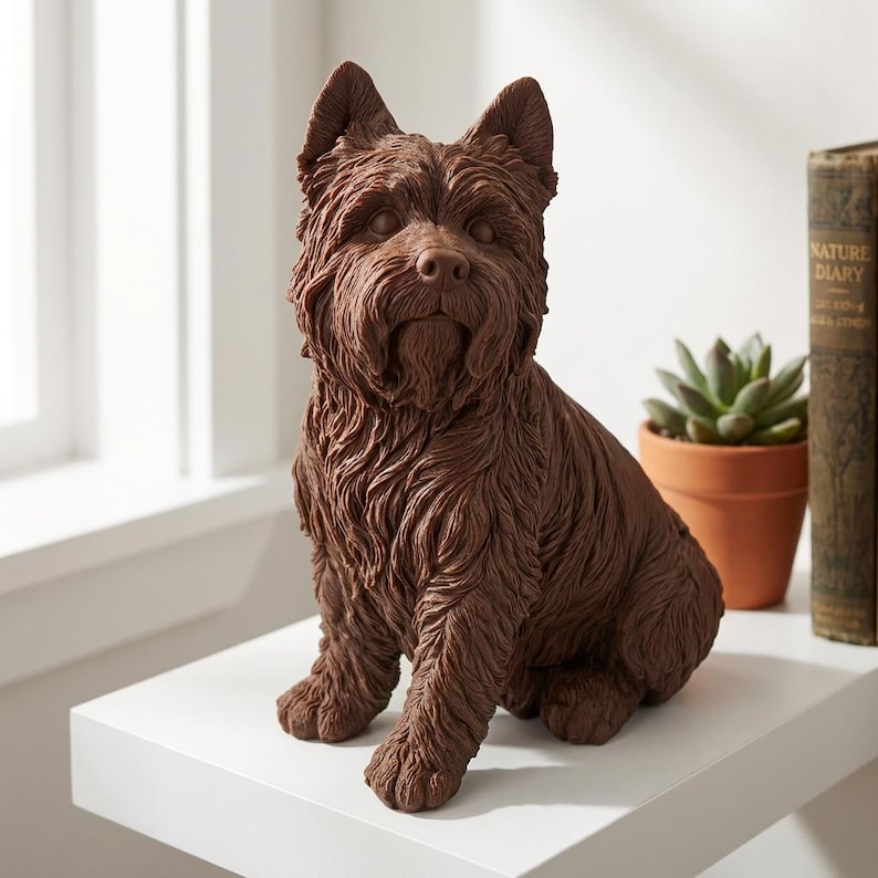 Cairn Terrier Realistic Seated Dog Statue