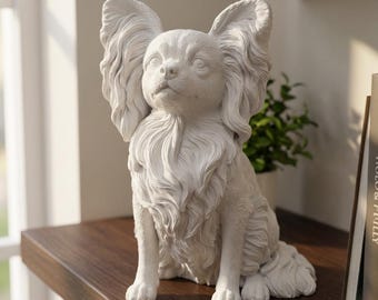 Papillon Realistic Seated Dog Statue thumbnail 1