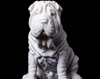 Shar Pei Realistic Seated Dog Statue thumbnail 2