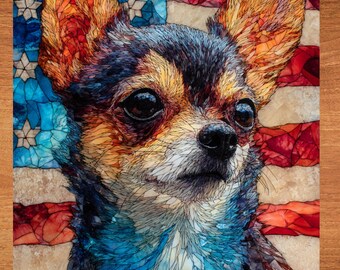 Chihuahua USA Flag Patriotic Dog Ceramic Tile thumbnail 1