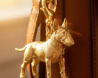 Bull Terrier Gold Dog Sculpture Bag Charm thumbnail 1