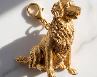 Golden Retriever Gold Dog Sculpture Bag Charm thumbnail 2