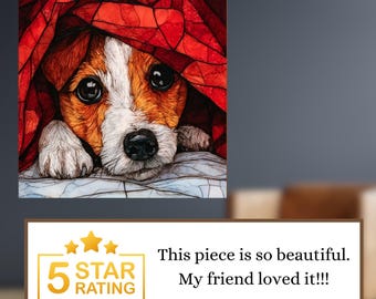 Russell Terrier Under the Blanket Ceramic Tile thumbnail 3