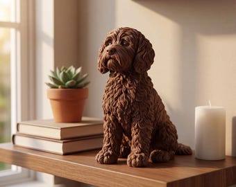 Cockapoo Realistic Seated Dog Statue thumbnail 4