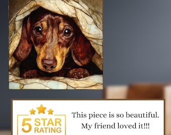 Dachshund Under the Blanket Ceramic Tile thumbnail 3