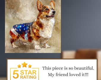 Pembroke Welsh Corgi USA Flag Patriotic Dog Ceramic Tile thumbnail 4