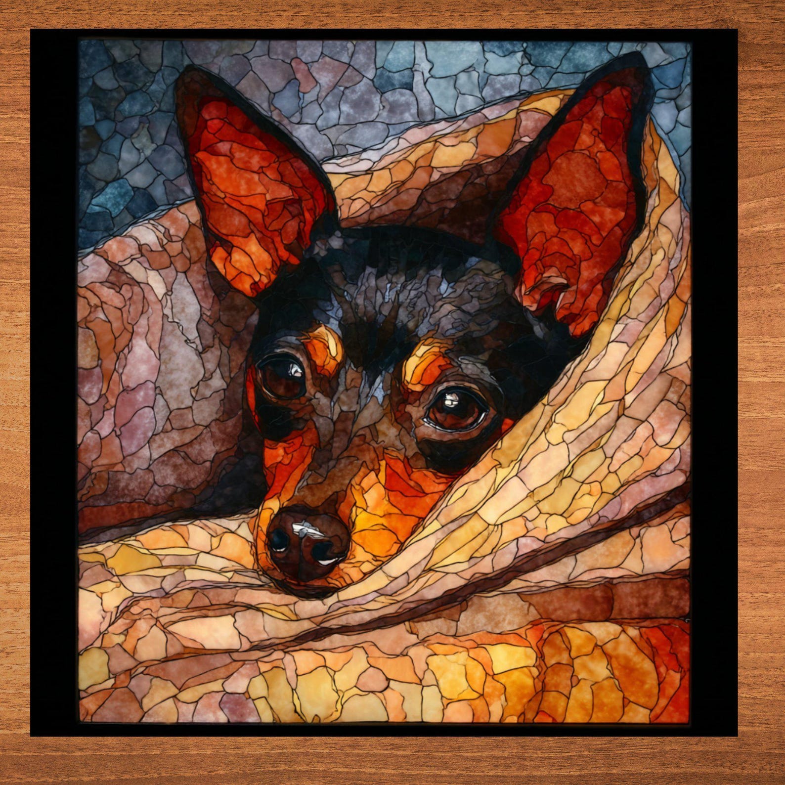 Miniature Pinscher Under the Blanket Ceramic Tile