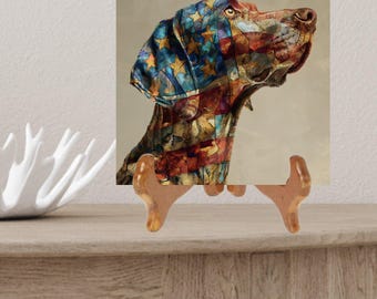 Weimaraner USA Flag Patriotic Dog Ceramic Tile thumbnail 2